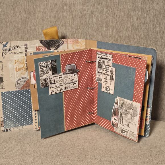 Junk Journal 3 Ring BINGO Theme Mixed Media Book Pages Pockets 9" X 7" - Picture 3 of 12